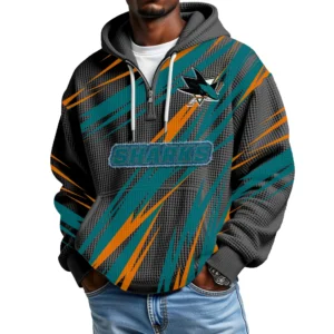 San Jose Sharks Men Hoodie Quarter Zip Waffle Knit 2026 Limited