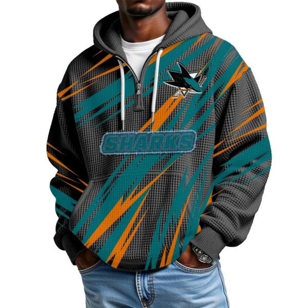 San Jose Sharks Men Hoodie Quarter Zip Waffle Knit 2026 Limited