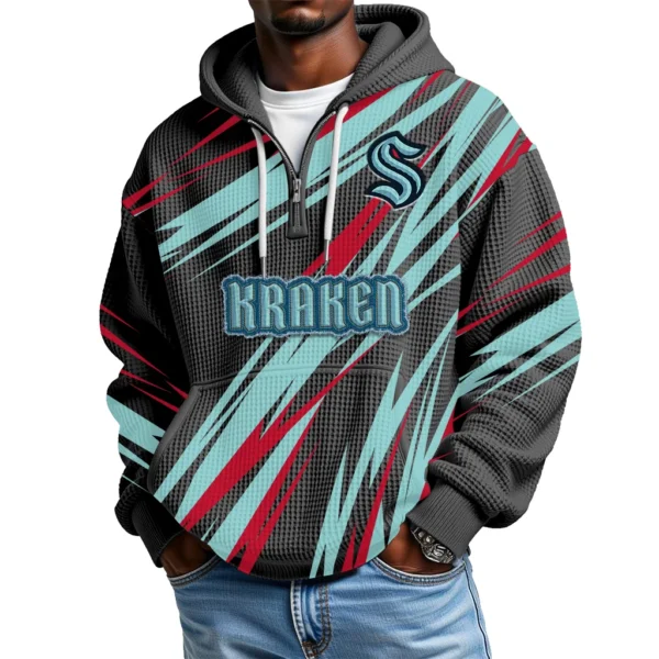 SeaKraken Men Hoodie Quarter Zip Waffle Knit 2026 Limited