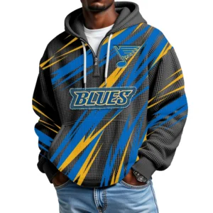 St. Louis Blues Men Hoodie Quarter Zip Waffle Knit 2026 Limited