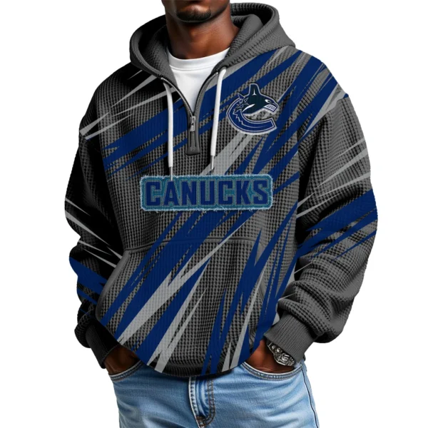 Vancouver Canucks Men Hoodie Quarter Zip Waffle Knit 2026 Limited