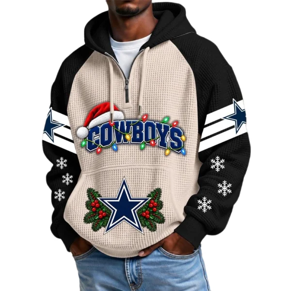 Dallas Cowboys Men's Waffle Knit Hoodie Quarter Zip New 2026 Gift For Christmas