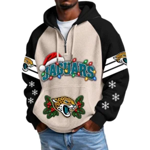 Jacksonville Jaguars Men's Waffle Knit Hoodie Quarter Zip New 2026 Gift For Christmas