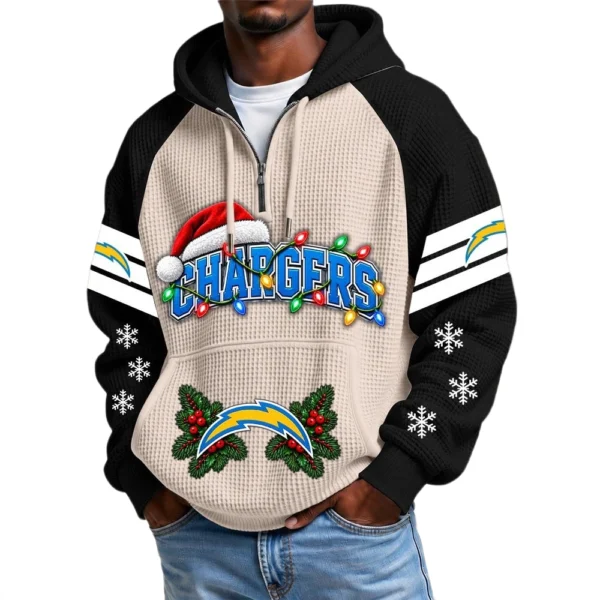 Los Angeles Chargers Men's Waffle Knit Hoodie Quarter Zip New 2026 Gift For Christmas