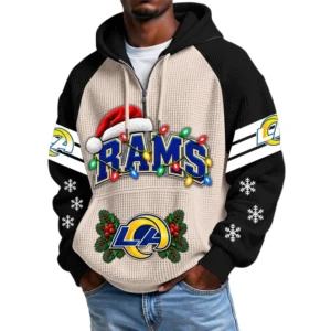 Los Angeles Rams Men's Waffle Knit Hoodie Quarter Zip New 2026 Gift For Christmas