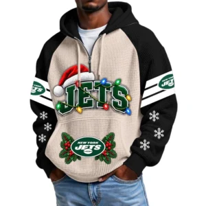 New York Jets Men's Waffle Knit Hoodie Quarter Zip New 2026 Gift For Christmas