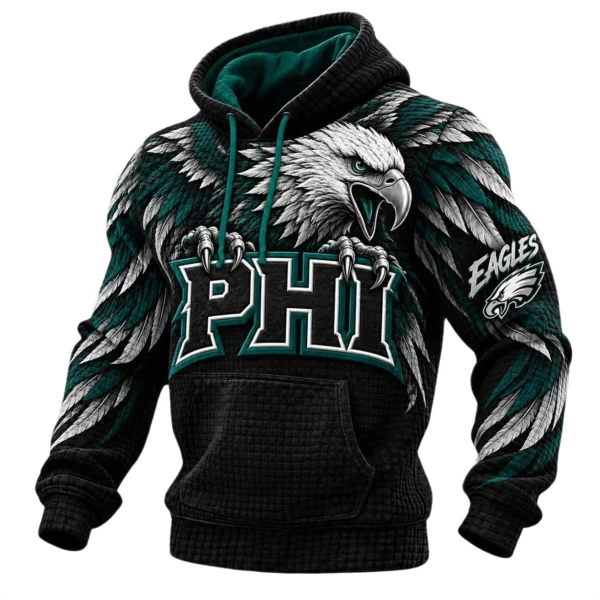 Philadelphia Eagles Men's Waffle Knit Pullover Hoodie 2026 Limited