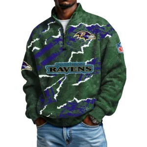 Baltimore Ravens Men's Waffle Knit Quarter-Zip Long Sleeve Shirt 2026 Limited