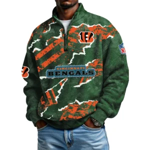 Cincinnati Bengals Men's Waffle Knit Quarter-Zip Long Sleeve Shirt 2026 Limited