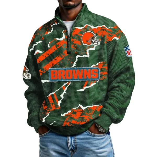 Cleveland Browns Men's Waffle Knit Quarter-Zip Long Sleeve Shirt 2026 Limited