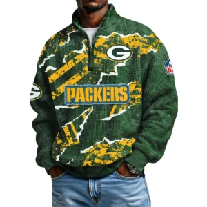 Green Bay Packers Men's Waffle Knit Quarter-Zip Long Sleeve Shirt 2026 Limited