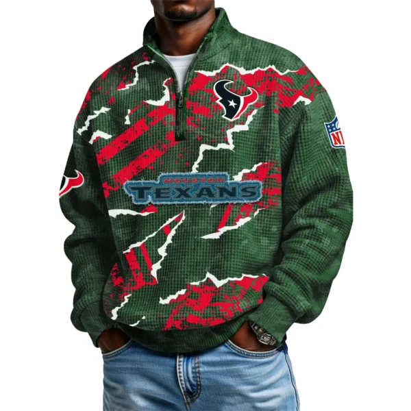 Houston Texans Men's Waffle Knit Quarter-Zip Long Sleeve Shirt 2026 Limited