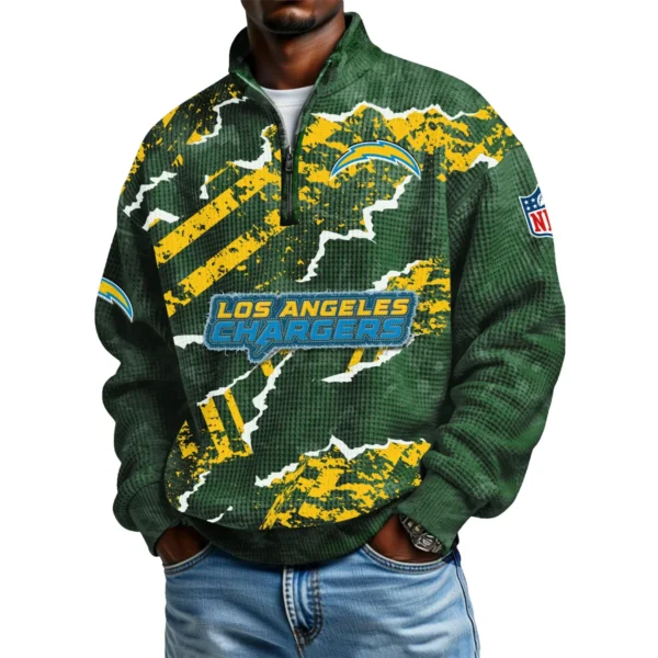 Los Angeles Chargers Men's Waffle Knit Quarter-Zip Long Sleeve Shirt 2026 Limited