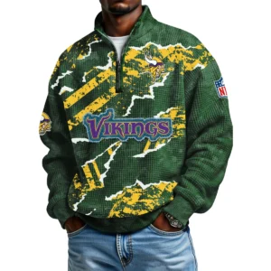 Minnesota Vikings Men's Waffle Knit Quarter-Zip Long Sleeve Shirt 2026 Limited