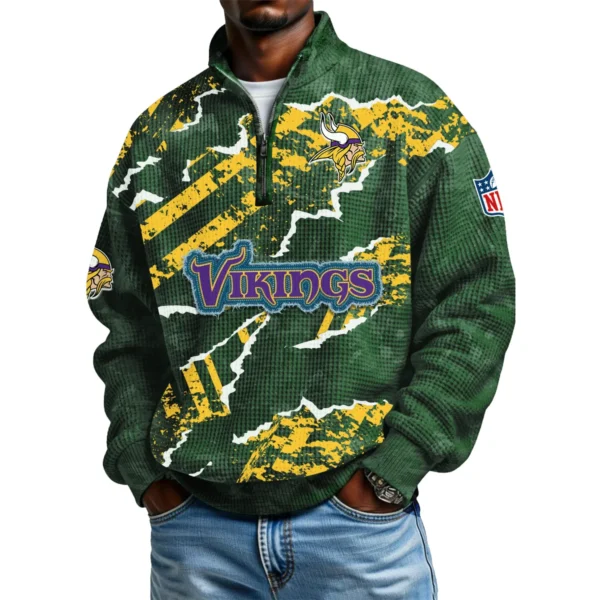 Minnesota Vikings Men's Waffle Knit Quarter-Zip Long Sleeve Shirt 2026 Limited