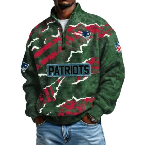 New England Patriots Men's Waffle Knit Quarter-Zip Long Sleeve Shirt 2026 Limited