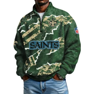 New Orleans Saints Men's Waffle Knit Quarter-Zip Long Sleeve Shirt 2026 Limited