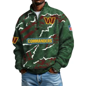 Washington Commanders Men's Waffle Knit Quarter-Zip Long Sleeve Shirt 2026 Limited