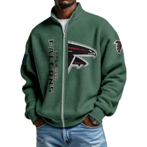 Atlanta Falcons Men’s Full Zip Waffle Knit Long Sleeve Sweatshirt Limited