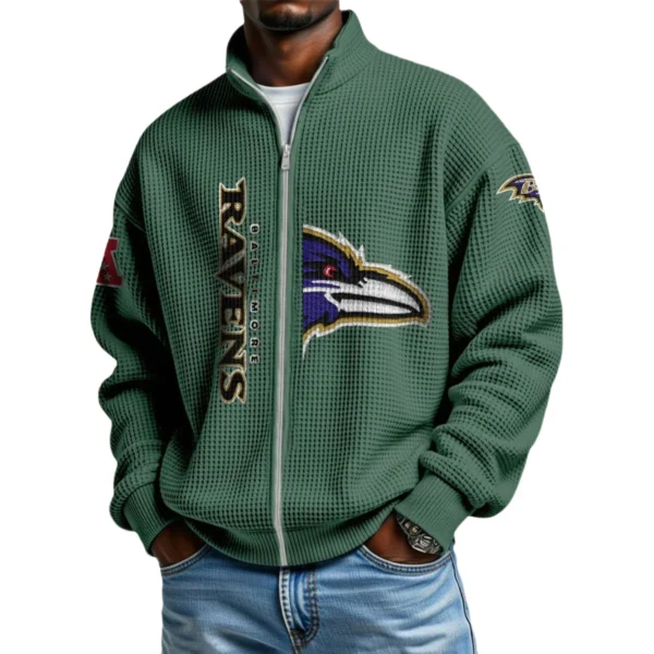 Buffalo Bills Men’s Full Zip Waffle Knit Long Sleeve Sweatshirt Limited