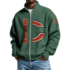Chicago Bears Men’s Full Zip Waffle Knit Long Sleeve Sweatshirt Limited