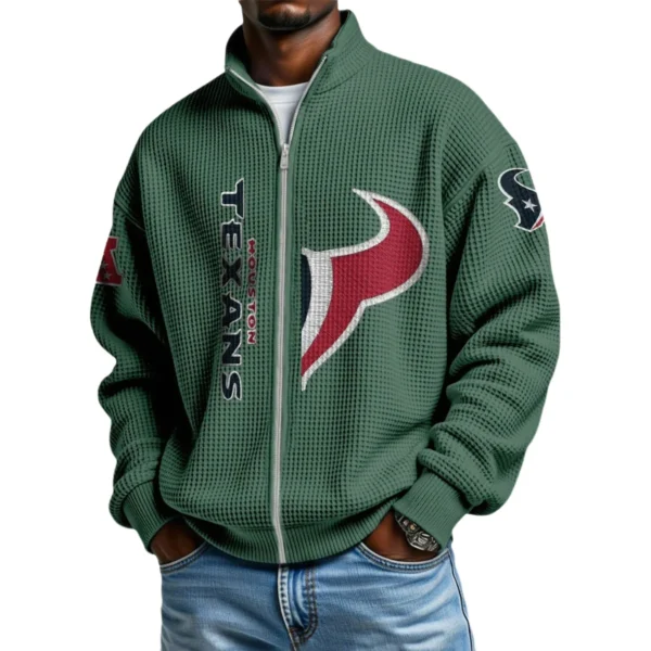 Houston Texans Men’s Full Zip Waffle Knit Long Sleeve Sweatshirt Limited