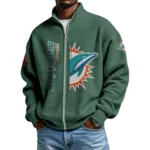 Miami Dolphins Men’s Full Zip Waffle Knit Long Sleeve Sweatshirt Limited