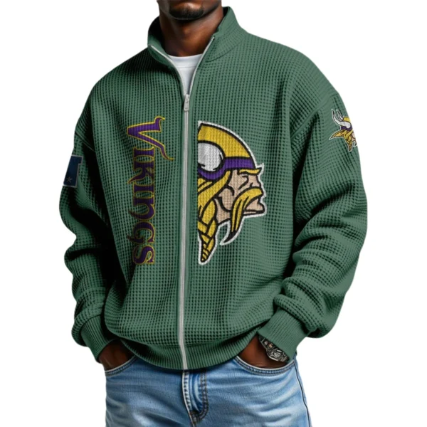 Minnesota Vikings Full Zip Sweatshirt Waffle Knit Long Sleeve 2027 Limited