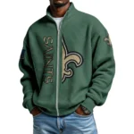 New Orleans Saints Men’s Full Zip Waffle Knit Long Sleeve Sweatshirt Limited