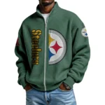 Pittsburgh Steelers Full Zip Sweatshirt Waffle Knit Long Sleeve 2027 Limited