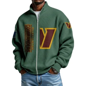Washington Commanders Men’s Full Zip Waffle Knit Long Sleeve Sweatshirt Limited