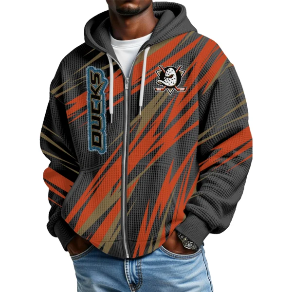 Anaheim Ducks Men Hoodies Full Zip Up Waffle Long Sleeve Sweatshirts Hooded 2026 Limited