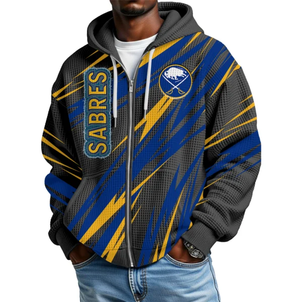 Buffalo Sabres Men Hoodies Full Zip Up Waffle Long Sleeve Sweatshirts Hooded 2026 Limited