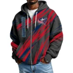 Columbus Blue Jackets Men Hoodies Full Zip Up Waffle Long Sleeve Sweatshirts Hooded 2026 Limited
