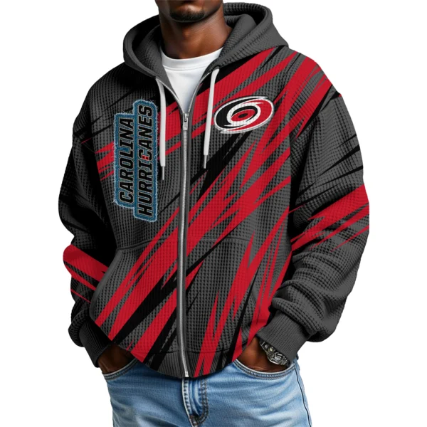 Carolina Hurricanes Men Hoodies Full Zip Up Waffle Long Sleeve Sweatshirts Hooded 2026 Limited