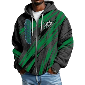 Dallas Stars Men Hoodies Full Zip Up Waffle Long Sleeve Sweatshirts Hooded 2026 Limited