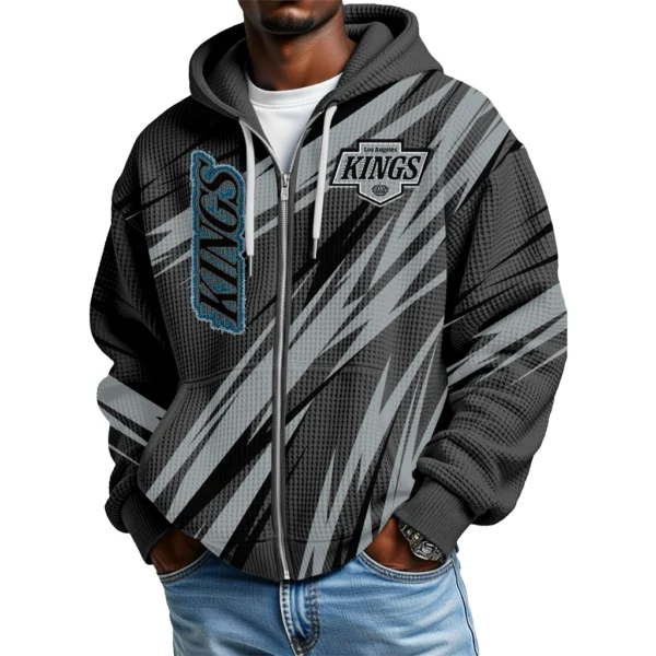 Los Angeles Kings Men Hoodies Full Zip Up Waffle Long Sleeve Sweatshirts Hooded 2026 Limited