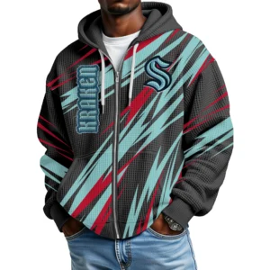 SeaKraken Men Hoodies Full Zip Up Waffle Long Sleeve Sweatshirts Hooded 2026 Limited
