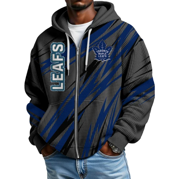 Toronto Maple Leafs Men Hoodies Full Zip Up Waffle Long Sleeve Sweatshirts Hooded 2026 Limited