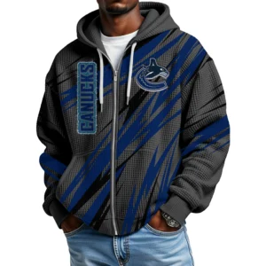 Vancouver Canucks Men Hoodies Full Zip Up Waffle Long Sleeve Sweatshirts Hooded 2026 Limited