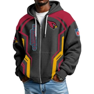 Arizona Cardinals Men’s Waffle Knit Full Zip-Up Hoodie