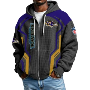 Baltimore Ravens Men’s Waffle Knit Full Zip-Up Hoodie