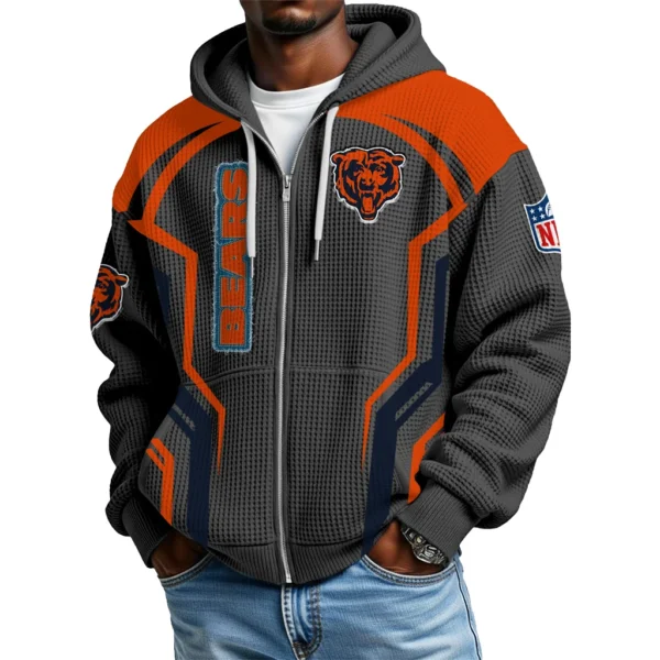 Chicago Bears Men’s Waffle Knit Full Zip-Up Hoodie