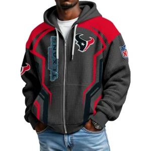 Houston Texans Men’s Waffle Knit Full Zip-Up Hoodie