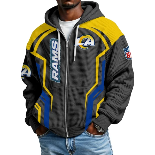Los Angeles Rams Full Zip-Up Hoodie Men’s Waffle Knit New 2027