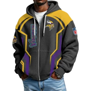 Minnesota Vikings Men’s Waffle Knit Full Zip-Up Hoodie