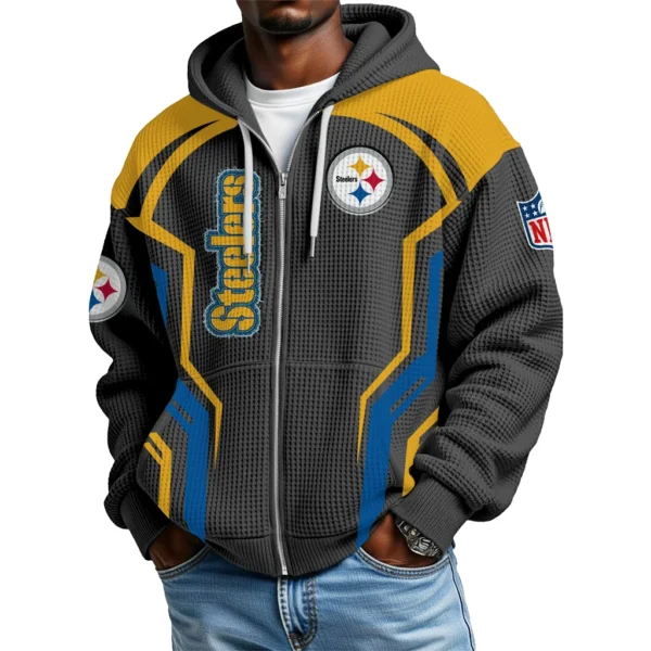 Pittsburgh Steelers Men’s Waffle Knit Full Zip-Up Hoodie