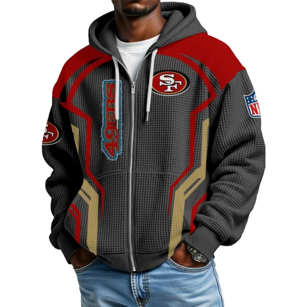 San Francisco 49ers Men’s Waffle Knit Full Zip-Up Hoodie