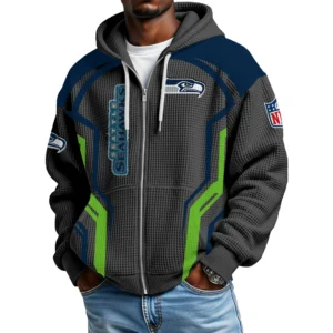 Seattle Seahawks Men’s Waffle Knit Full Zip-Up Hoodie
