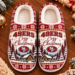 San Francisco 49ers Fluffy Plush House Slippers Unisex Gift For Christmas